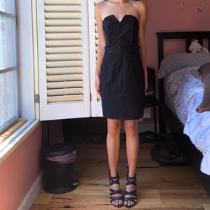 V-neck black mini dress